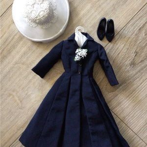 Franklin Mint Princess Grace Doll Monaco Navy Blue Dress Outfit